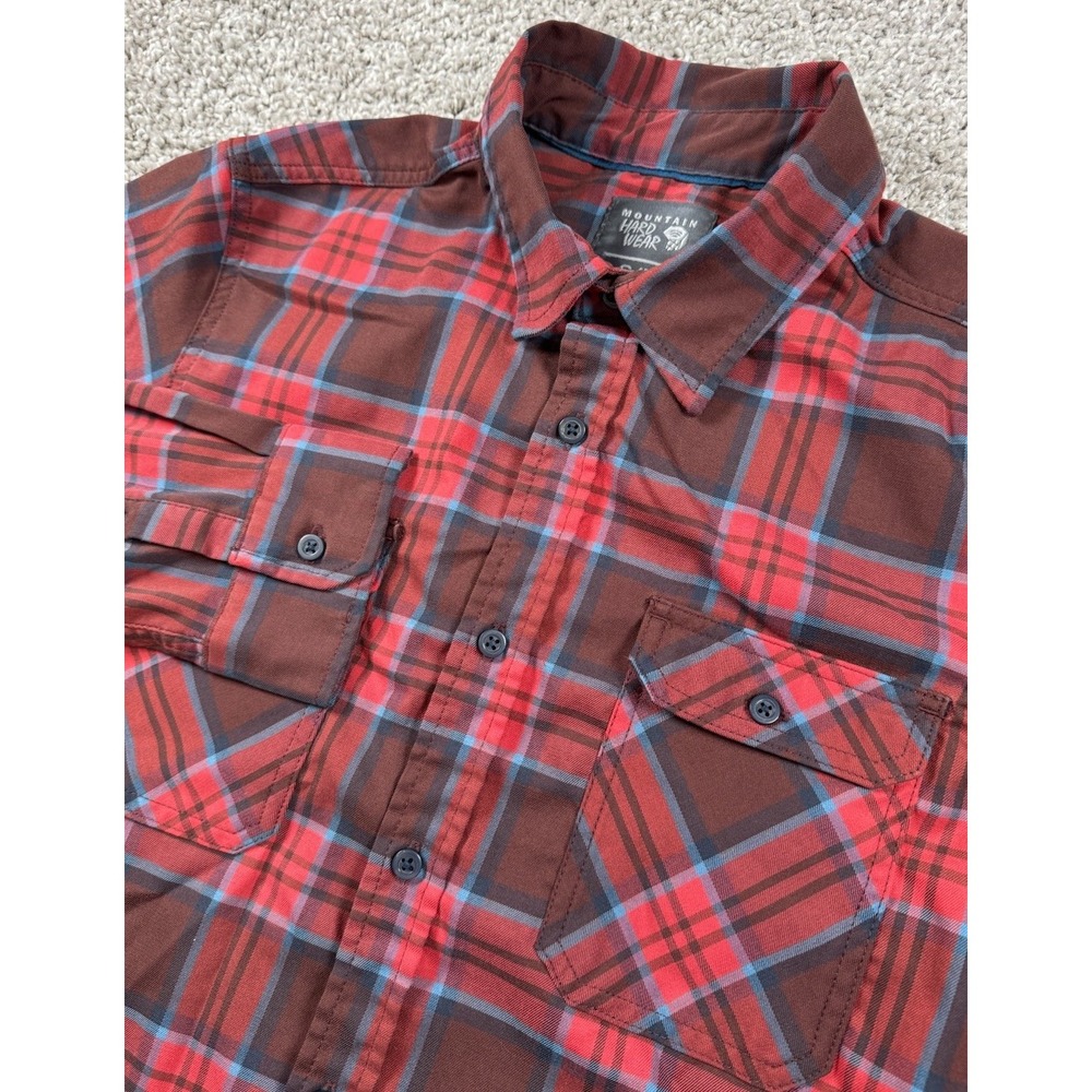 Mountain Hardwear Men's Performance Button Up‎ Plaid Shirt Red Outdoors Small